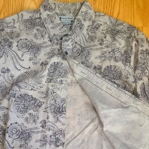 Lucky Brand Dungarees floral skull gray shirt
